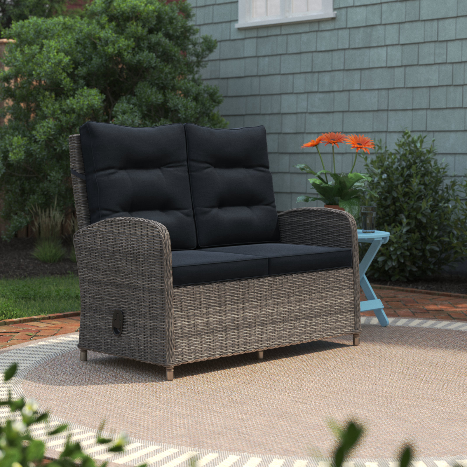 Andover Mills™ Acuff 48" Wide All Weather Outdoor Wicker Loveseat with
